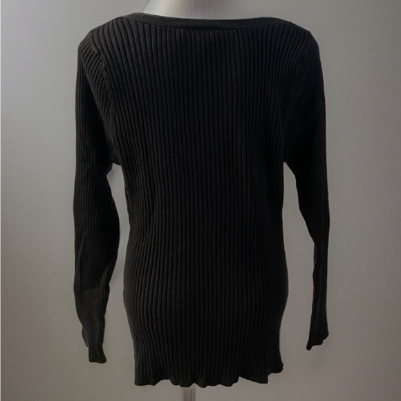 Lane Bryant Womens Black Ribbed Long Sleeve Pullover Fitted Sweater 18/20 - Picture 6 of 7